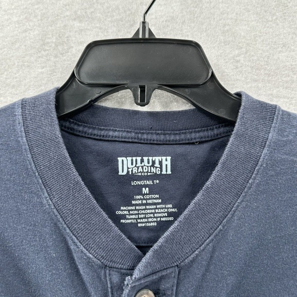 Duluth Trading Company Blue Long Sleeve Cotton Henley Shirt Mens Medium‎ - Picture 4 of 9